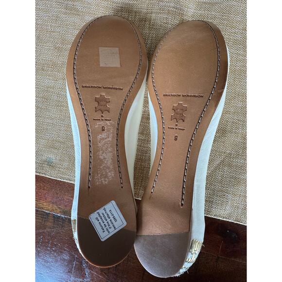 Sigerson Morrison White Gold Leather Ballerina Flats Size 9 Italy (Retail $579) - Picture 5 of 13